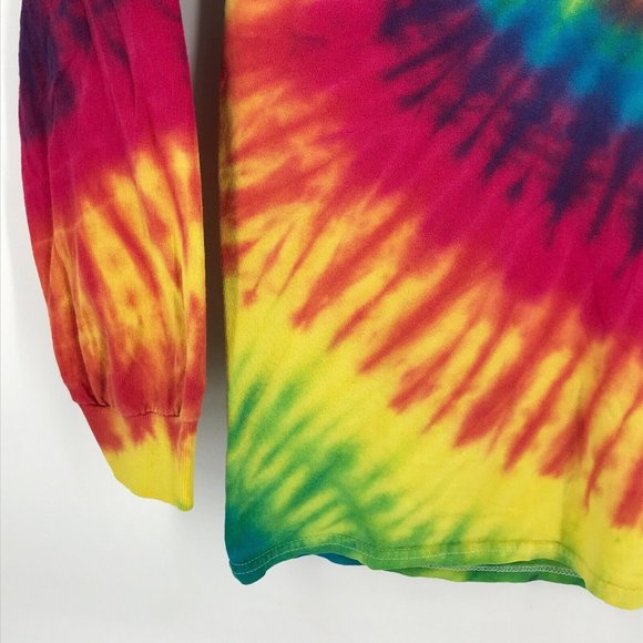 NASA Mens Shirt Medium Red Rainbow Tie Dye Long Sleeve Pullover Spiral Space - Picture 11 of 16
